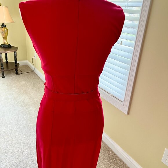 Joseph Ribkoff Red Belted Cocktail Formal Dress - Picture 3 of 4